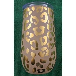 Modern Expressions Insulated Wine Cheetah Tumbler 14.54 oz Gold Leopard Print